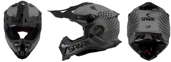 Шлем мото кроссовый Sparx (Спаркс) Raptor (JH-601) серый/чёрный S